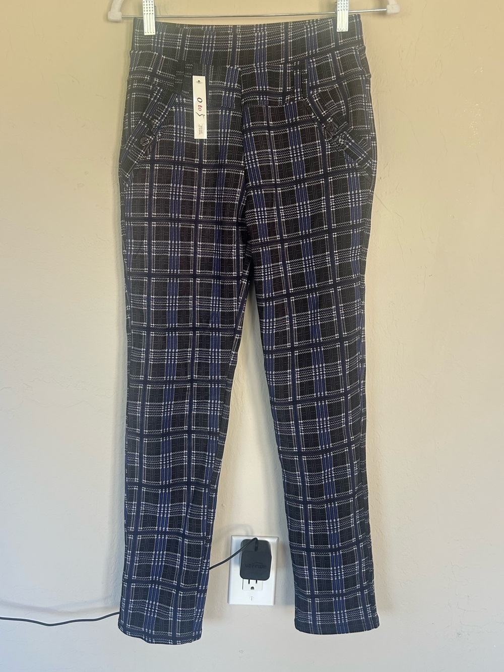 women's tartan plaid pants with a high elastic waist (1677)